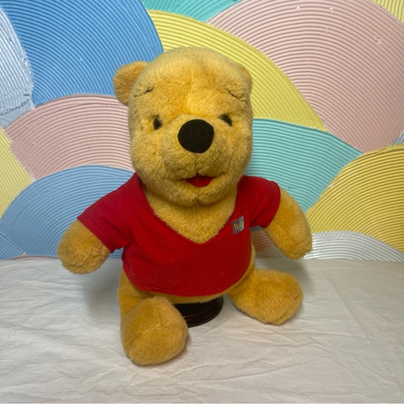 Mattel 1994 Winnie the Pooh Teddy Bear With Honey Pot Stuffed Animal Plush 12" - Picture 1 of 4